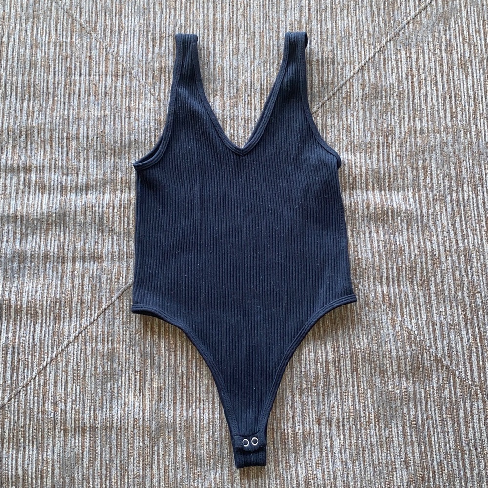 Black Ribbed Bodysuit